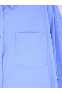 Aspesi women’s overshirt cotton shirt blue with light blue button-up design and subtle matching thread pocket stitching
