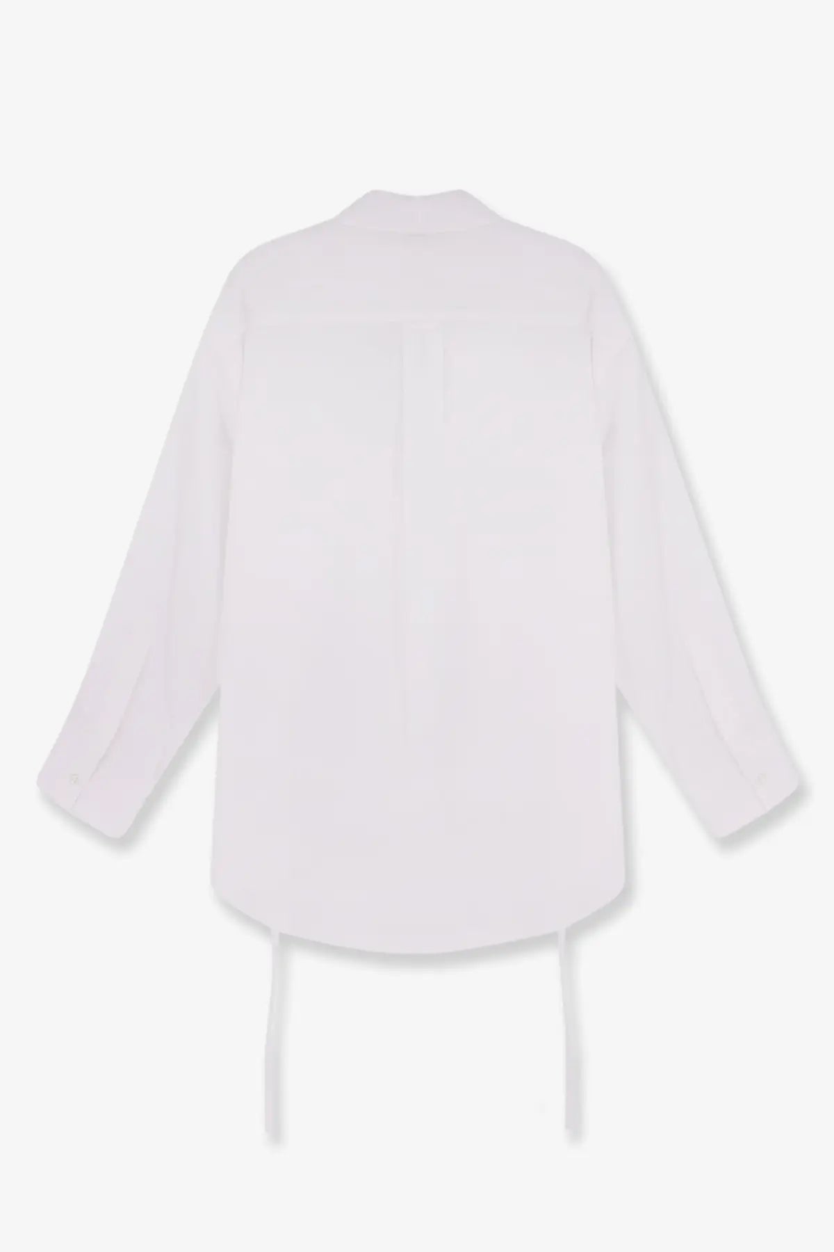 Aspesi women’s oversize white cotton shirt with long sleeves relaxed fit and drawstring ties at the hem