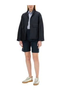 Black utility-style jacket by aspesi with button closures and flap pockets in a womens shirt alisha blue product line