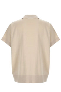 Aspesi women’s beige polo shirt with short sleeves ribbed cuffs and hem in soft breathable fabric