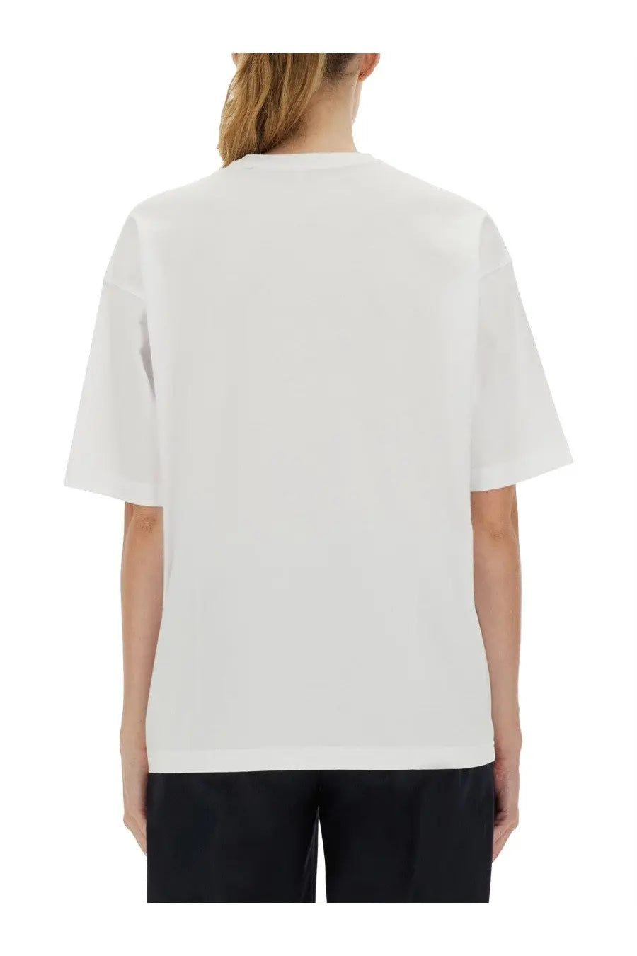 Aspesi women’s white oversized short-sleeved cotton t-shirt with crew neck and minimalist design