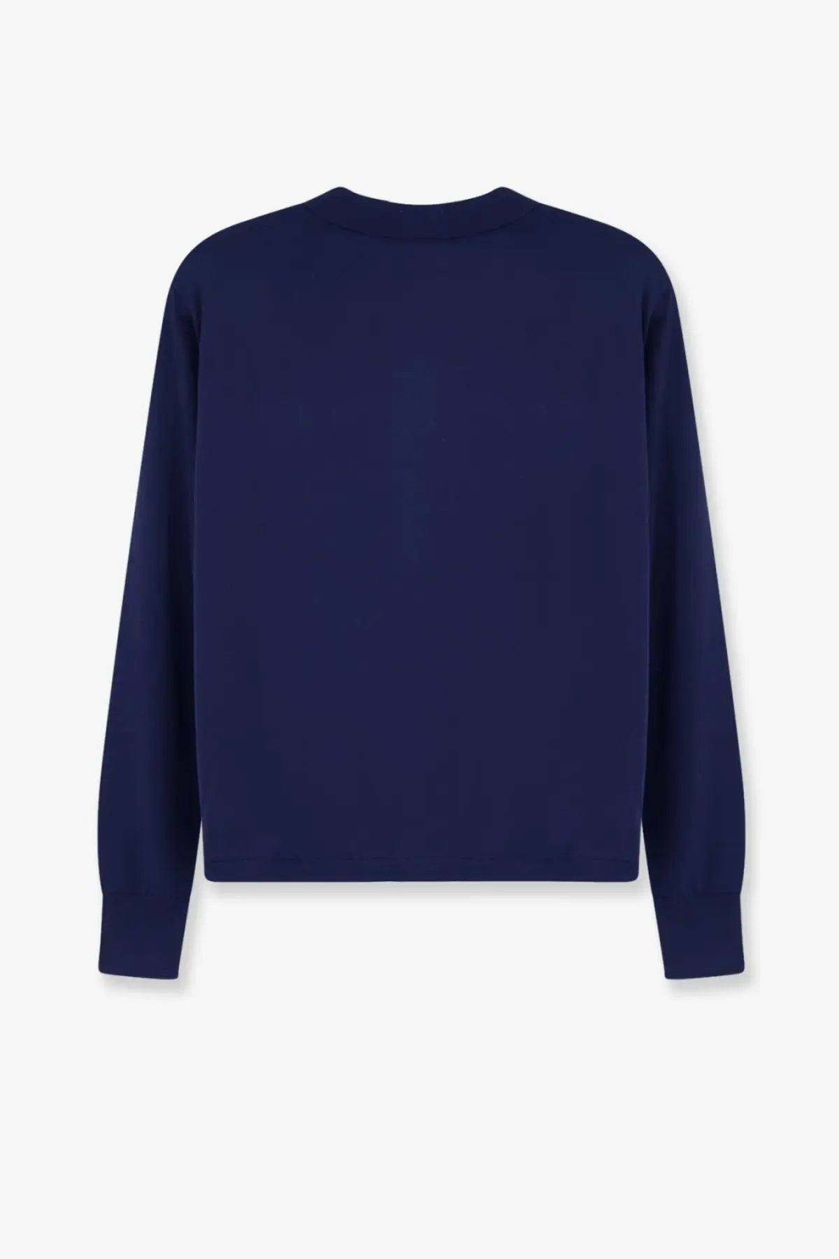 Navy blue long-sleeved crewneck sweater made of silk and linen blend by ASPESI for women