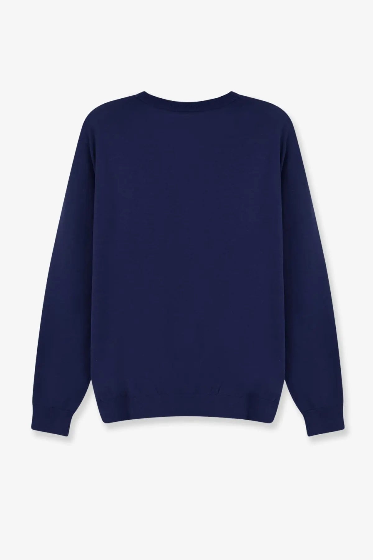 Navy blue long-sleeved crewneck sweater for women made of silk and linen by Aspesi in a front view