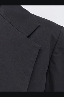 Black aspesi women’s stretch cotton blazer with subtle textured weave and sharp structured lapel