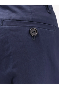 Aspesi women’s stretch cotton dark navy chino trousers with black four-hole button on the front pocket
