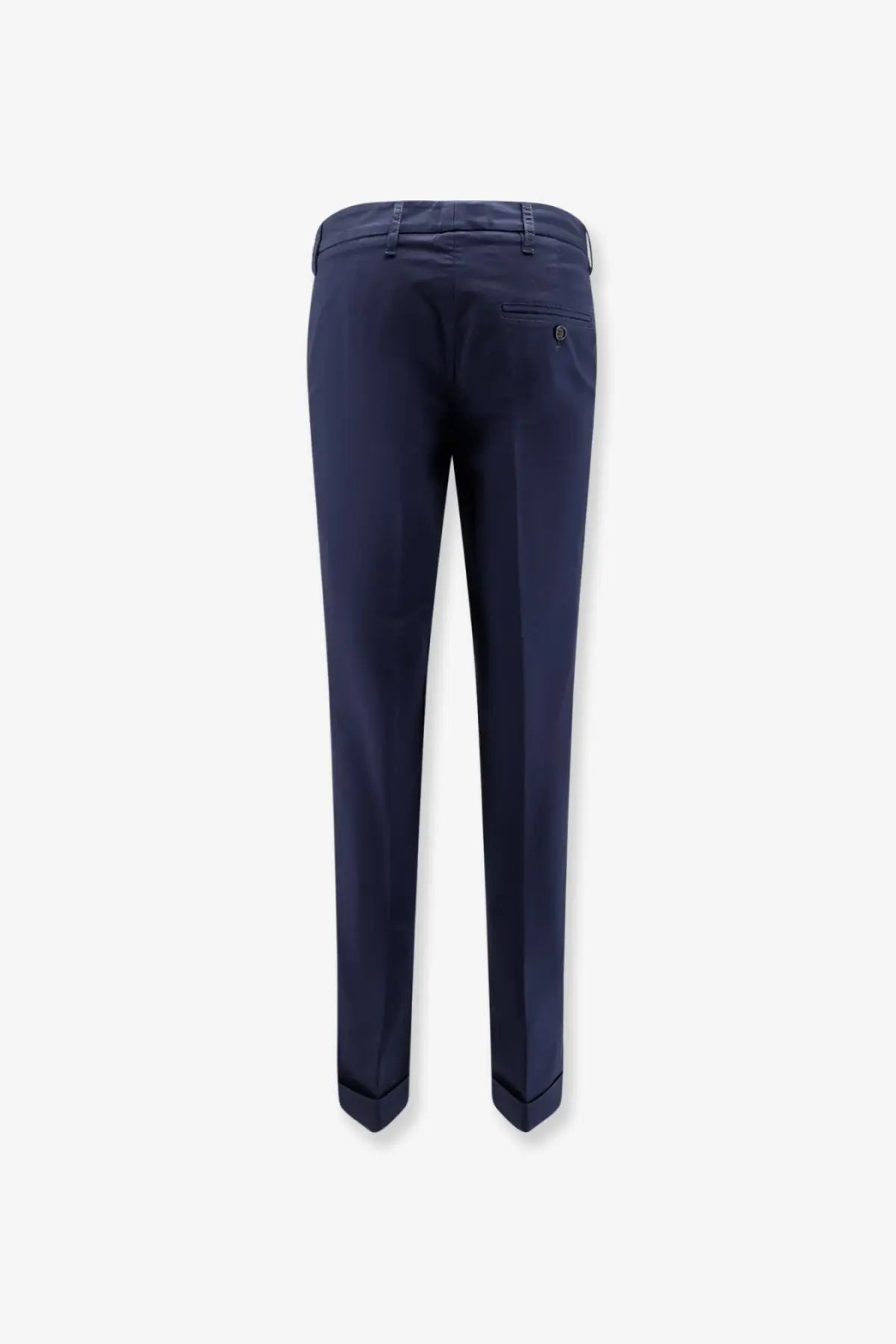 Navy blue aspesi women’s stretch cotton tailored trousers with a sleek straight-leg cut and subtle creases