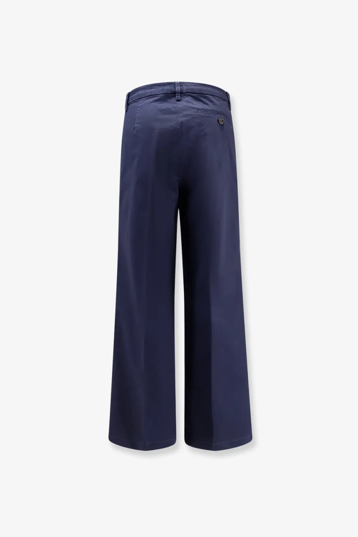 Navy blue aspesi women’s stretch cotton wide-leg trousers with sleek tailored fit and subtle stitching details