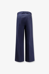 Navy blue aspesi women’s stretch cotton wide-leg trousers with sleek tailored fit and subtle stitching details