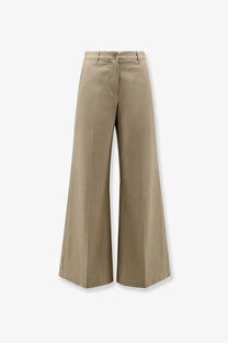 Aspesi women’s stretch cotton beige wide-leg trousers with a tailored cut and subtle creases