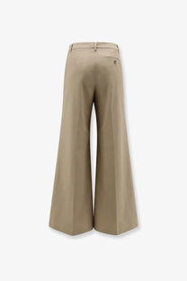 Beige wide-leg ASPESI women’s stretch cotton trousers with sleek tailored fit and subtle stitching details