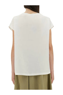 Aspesi women’s white lightweight short-sleeved top with relaxed fit and subtle sheen for casual wear