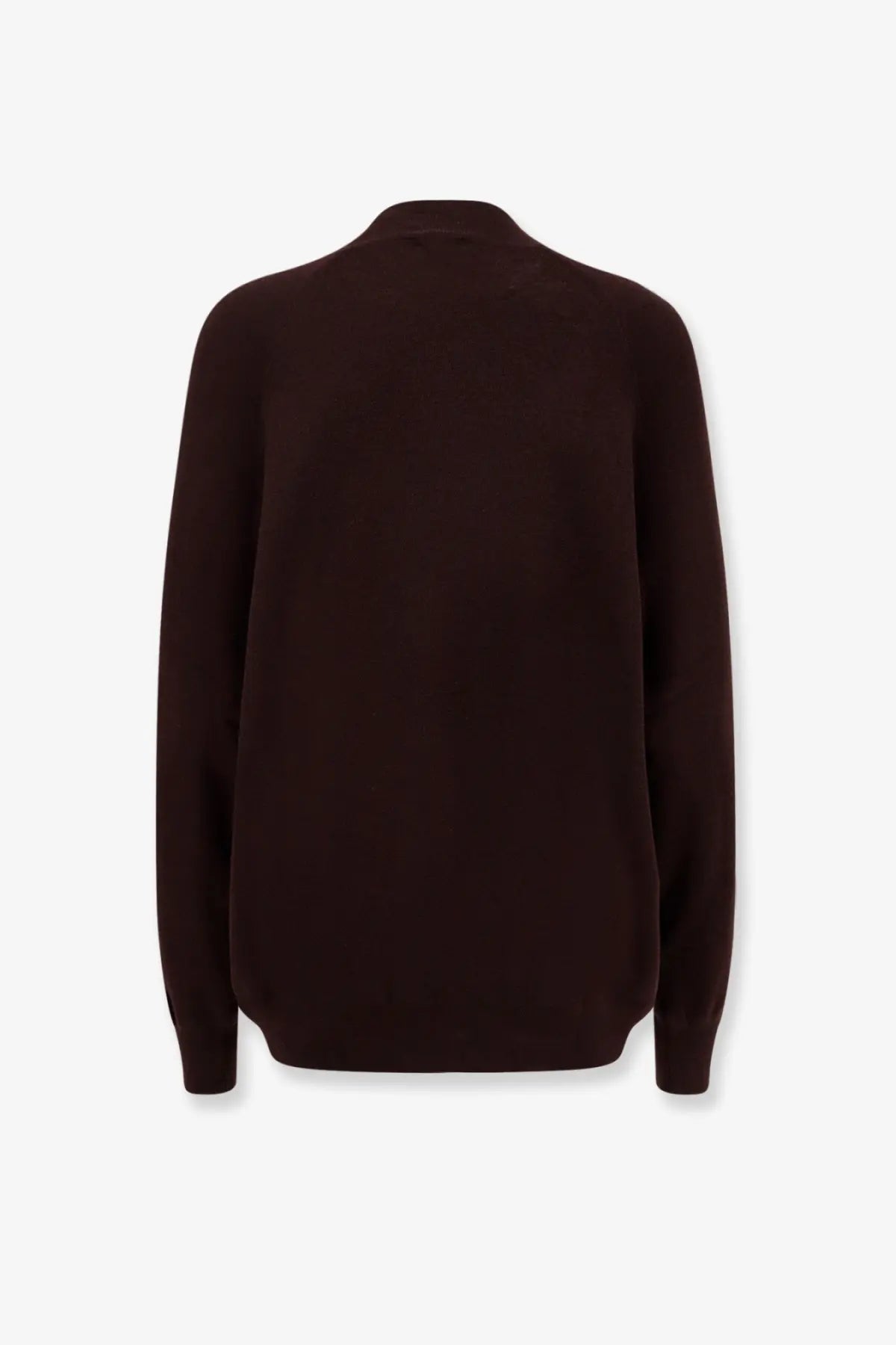 Aspesi women’s dark brown long-sleeved virgin wool sweater with ribbed crew neckline and cuffs