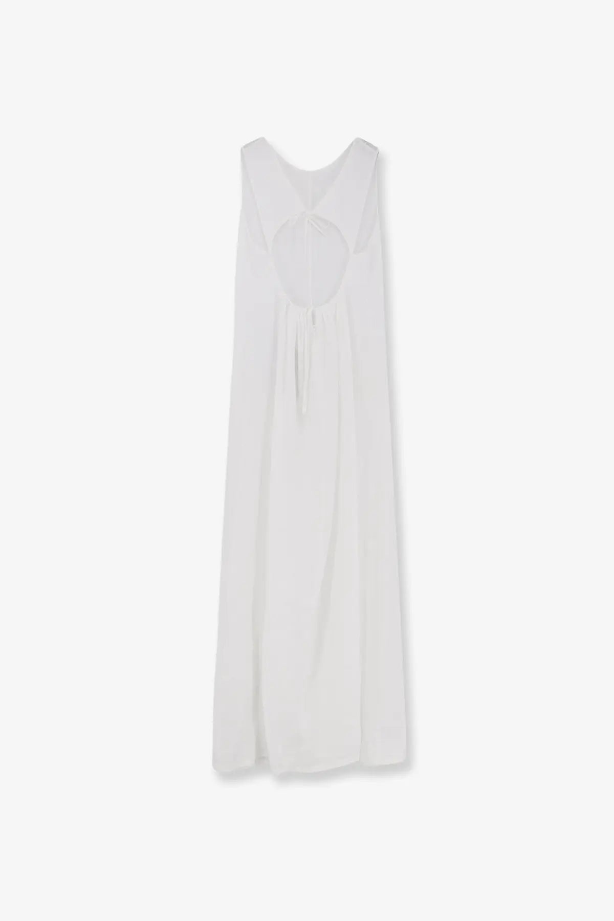 Aspesi women’s vissuto linen dress white flowing sleeveless maxi with delicate back tie and soft lightweight fabric back view