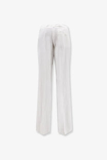 Aspesi women’s vissuto white linen trousers with straight-leg cut and subtle pleats at the waist