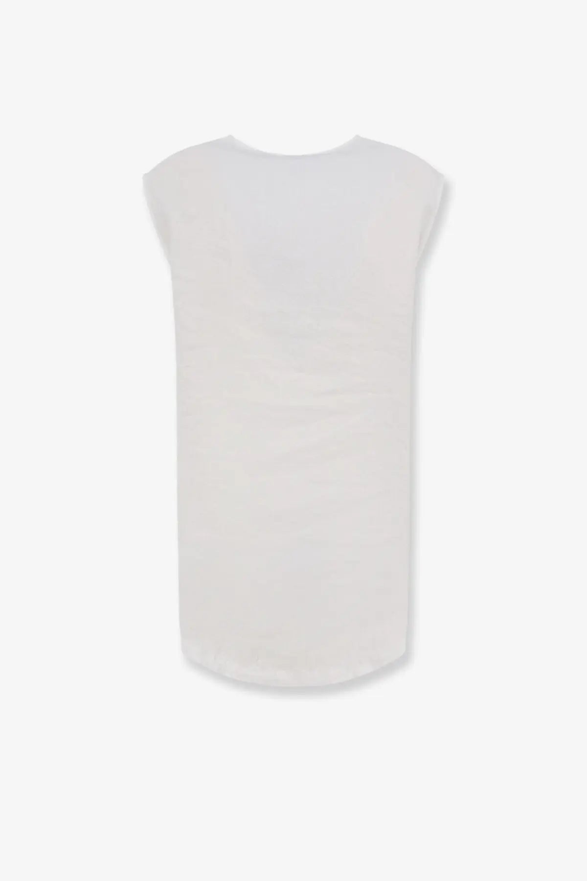 Aspesi women’s vissuto oversize white linen top with a relaxed fit sleeveless design and rounded neckline