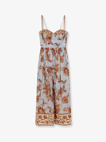 Zimmermann Women's Aster Corset Cototn Midi Dress Blue