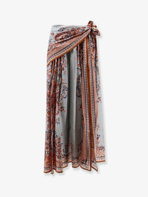 Zimmermann Women's Aster Silk Midi Skirt Blue