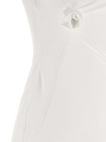 Coperni Asymmetric Flower Dress White