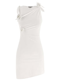 Coperni Asymmetric Flower Dress White