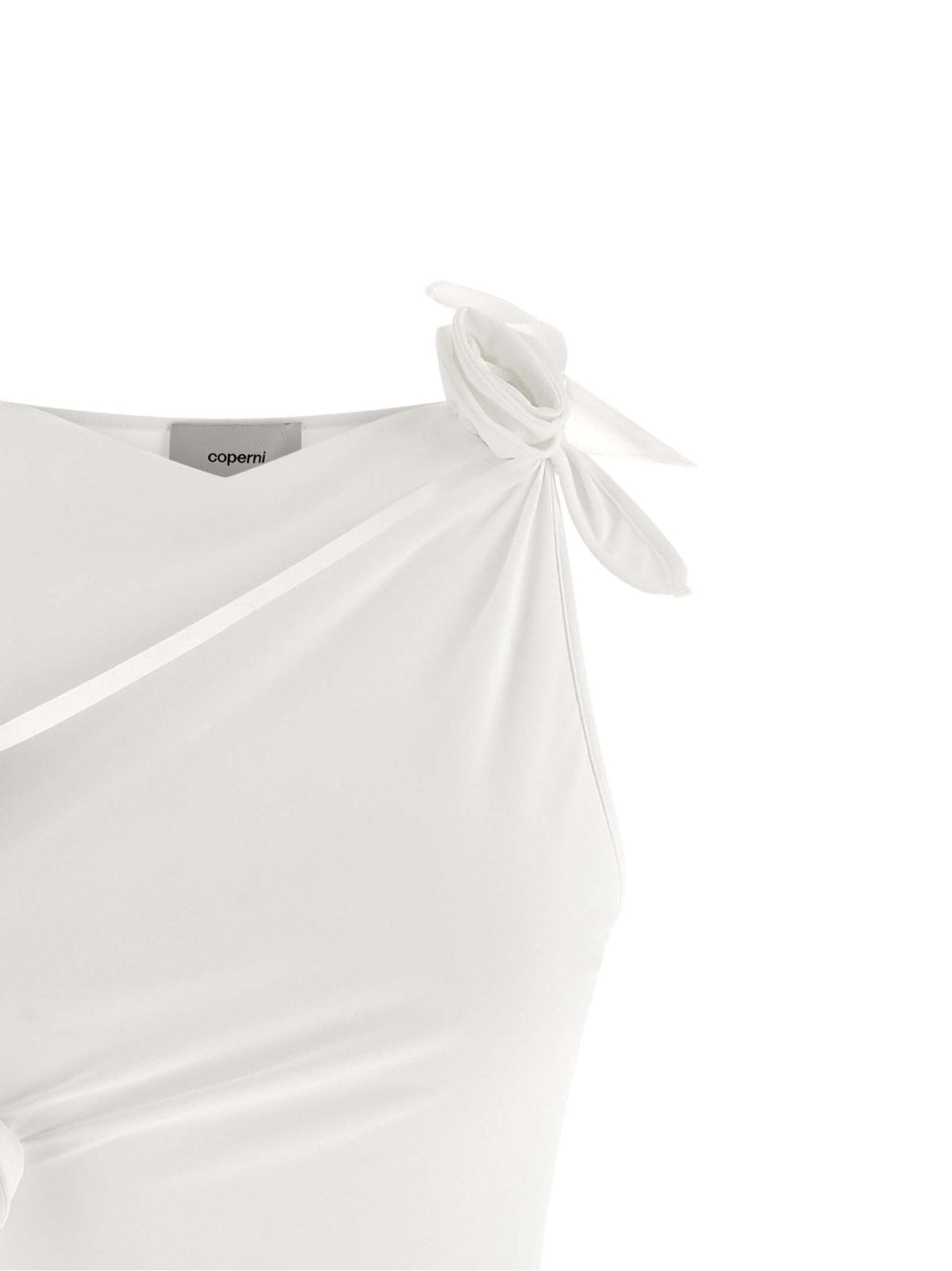 Coperni Asymmetric Flower Dress White