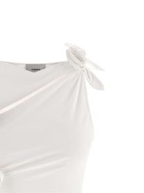 Coperni Asymmetric Flower Dress White