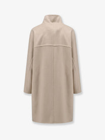 ALAÏA Women's Asymmetrical Cashmere Coat Beige, view 2