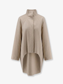 ALAÏA Women's Asymmetrical Cashmere Coat Beige
