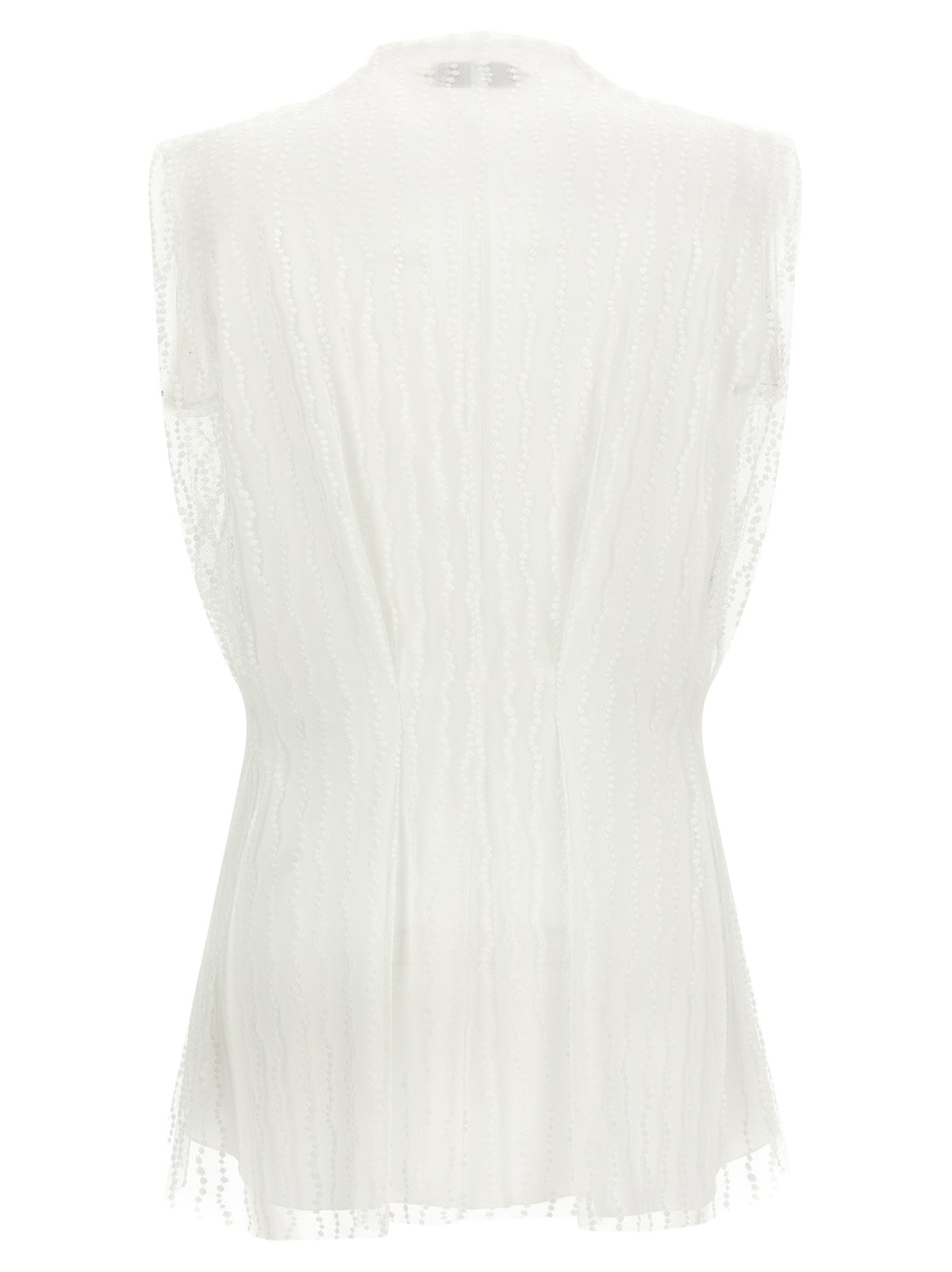 Alberta Ferretti Asymmetrical Tulle Top White