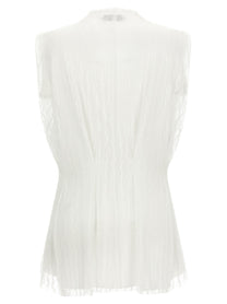 Alberta Ferretti Asymmetrical Tulle Top White