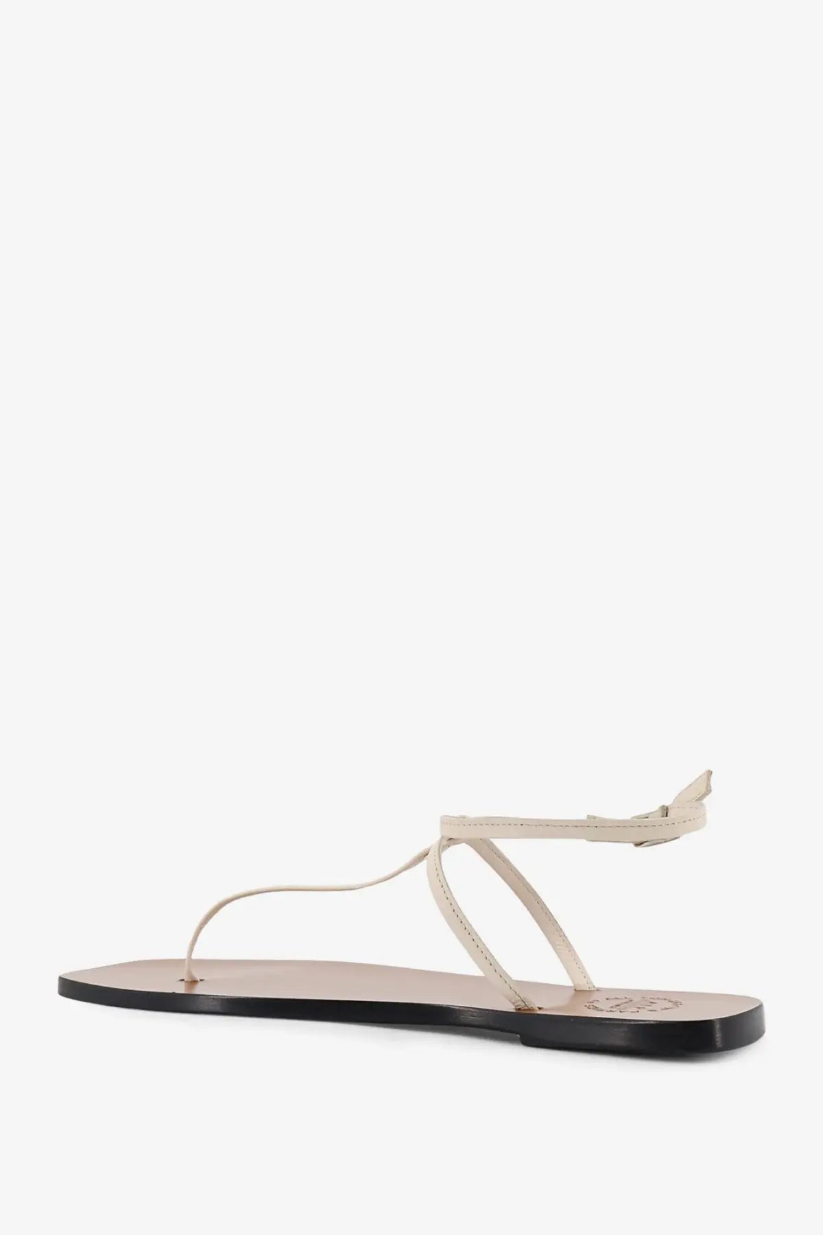 Atp atelier women’s alassio beige leather thong sandal with minimalist design and black rubber sole