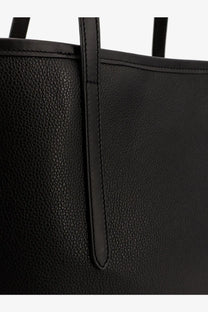 ATP Atelier women’s Eraclea leather shoulder bag in black featuring pebbled leather and stitched handles