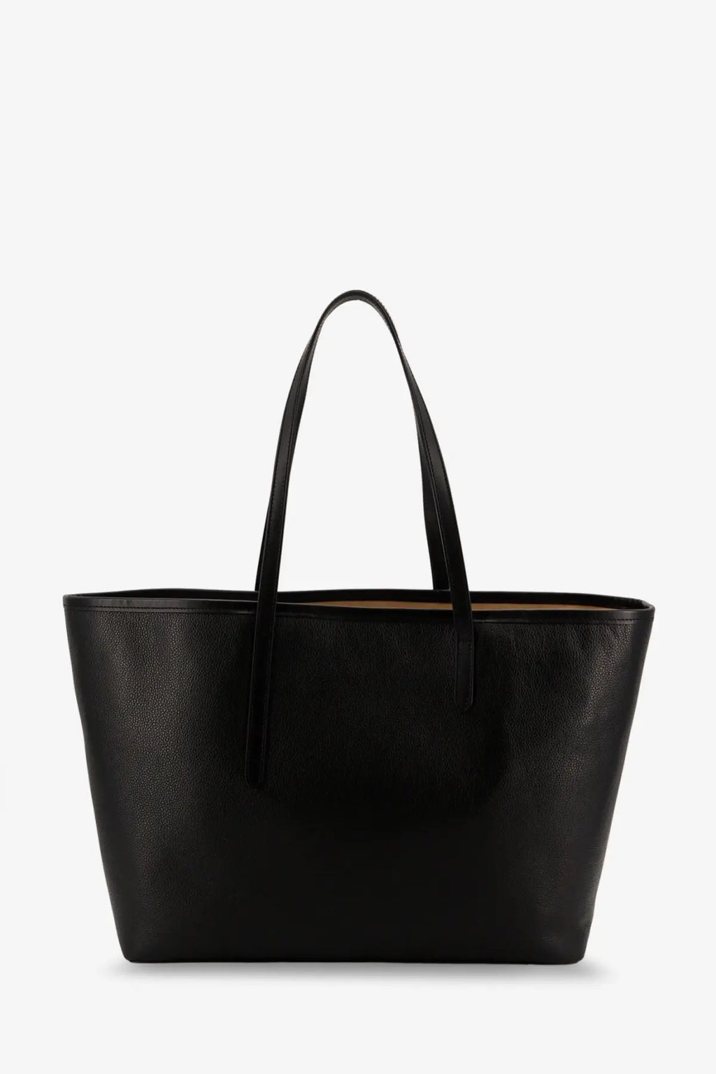 Black leather tote bag with structured shape and matching handles by ATP Atelier Women’s Eraclea Leather Shoulder Bag