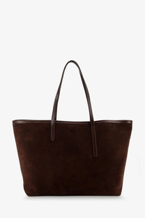Brown suede tote bag with matching leather handles from ATP Atelier designed for women’s everyday use