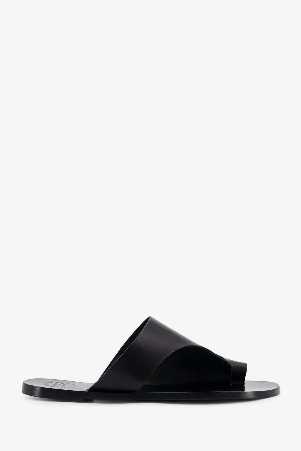 ATP Atelier women’s rosa leather sandals black featuring a minimalist design and sleek glossy finish in black leather