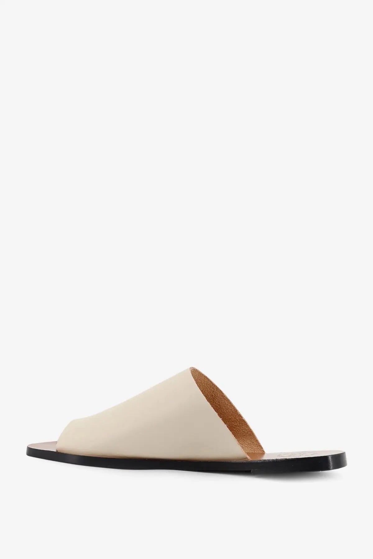 ATP Atelier women’s rosa leather slide sandal in cream with black sole and tan inner lining for casual wear