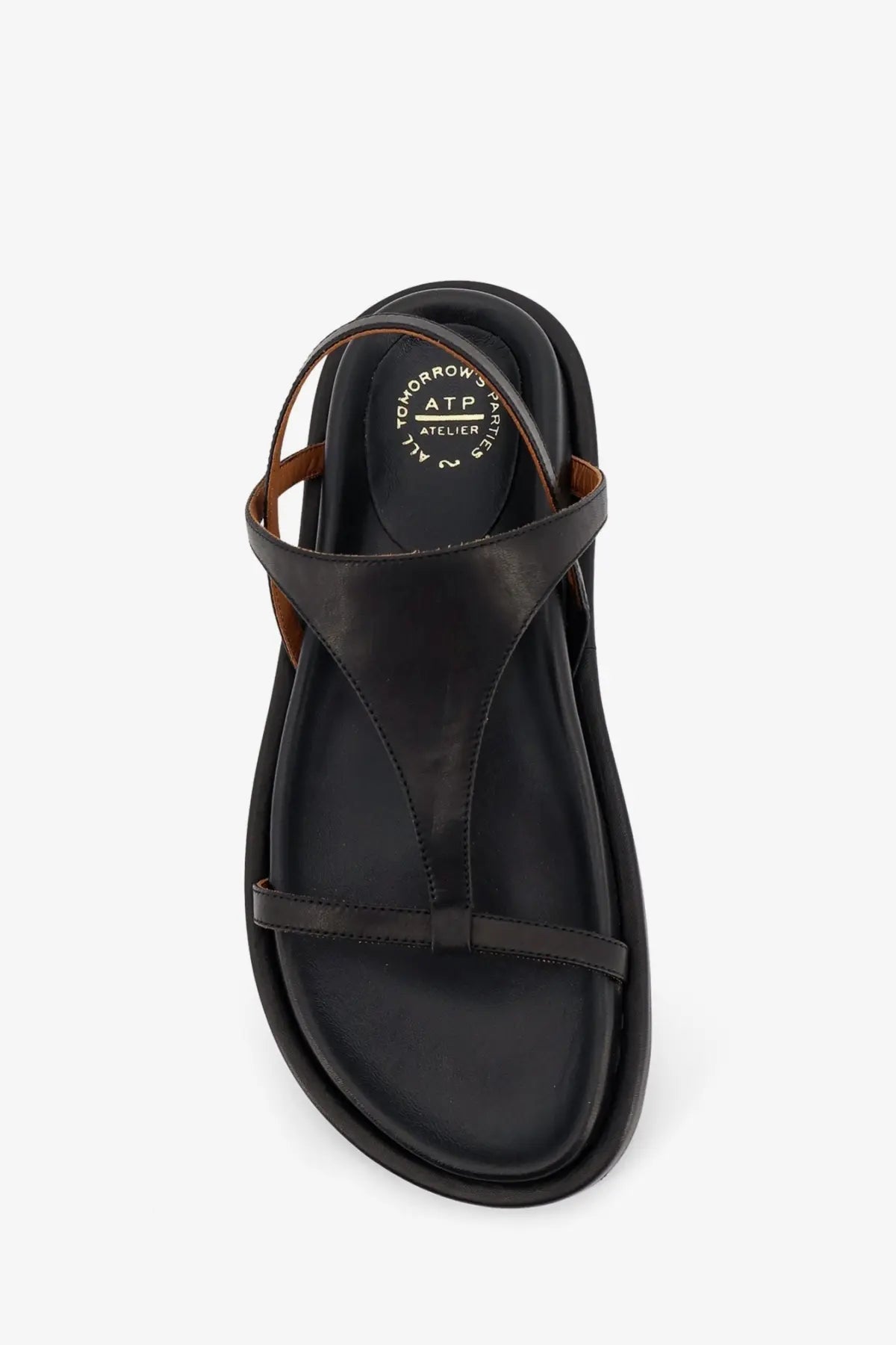 Atp atelier women’s ultimo black leather sandal with minimalist design and thin straps