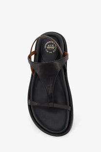Atp atelier women’s ultimo black leather sandal with minimalist design and thin straps