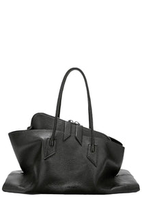 The Attico women’s bag the Walk large black is a black pebbled leather tote with structured handles and a minimalist design