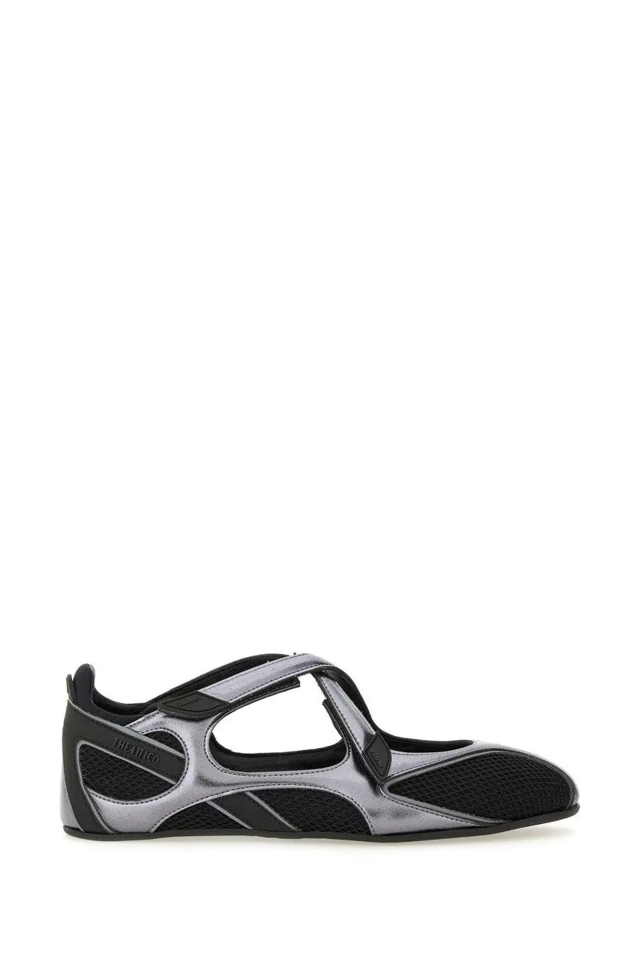 The Attico women’s ballerina flat floor black silver and black mesh-paneled mary jane flat with modern design