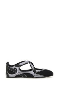 The Attico women’s ballerina flat floor black silver and black mesh-paneled mary jane flat with modern design