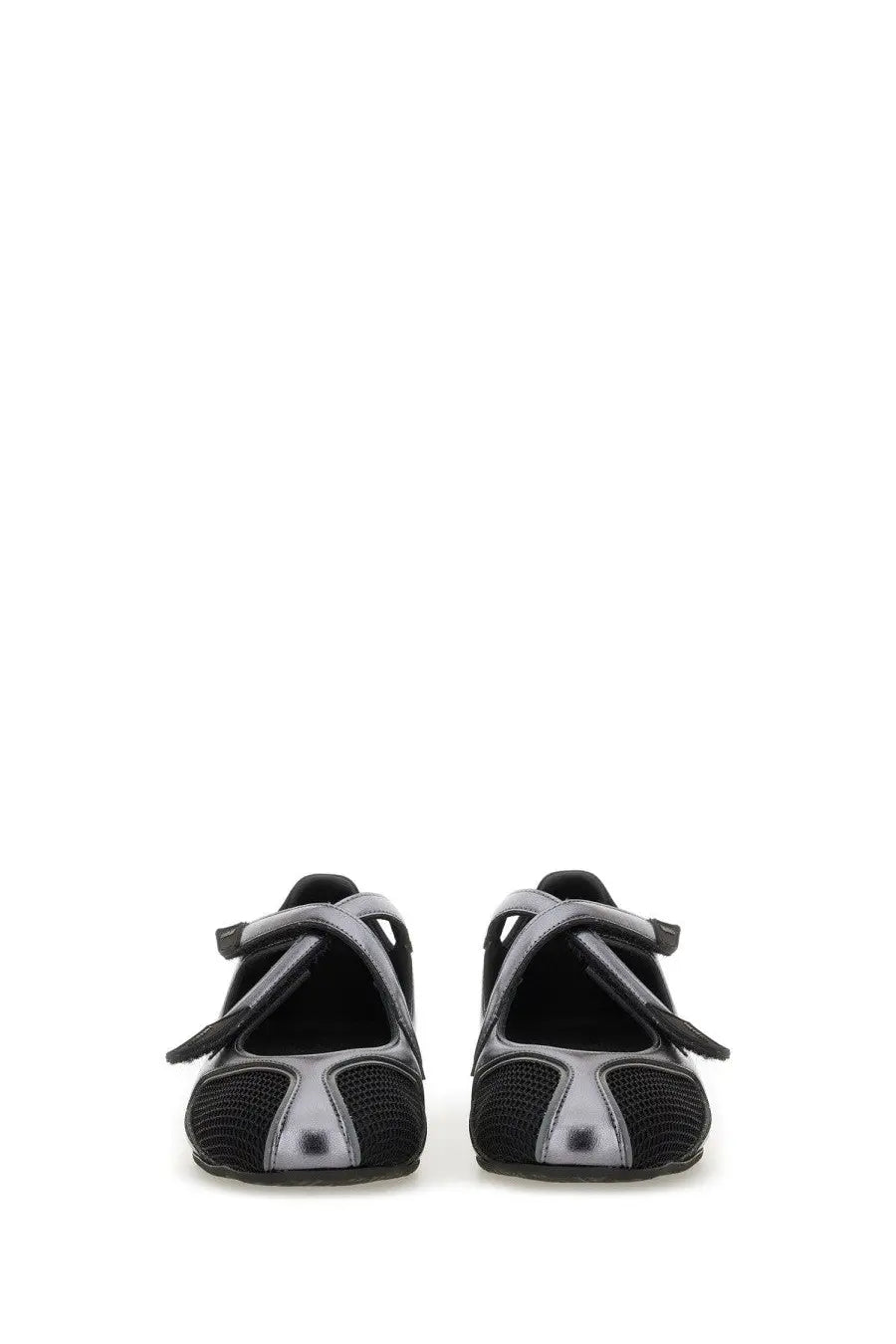 The attico women’s ballerina flat floor black in black and silver mesh sneakers with a sleek modern design