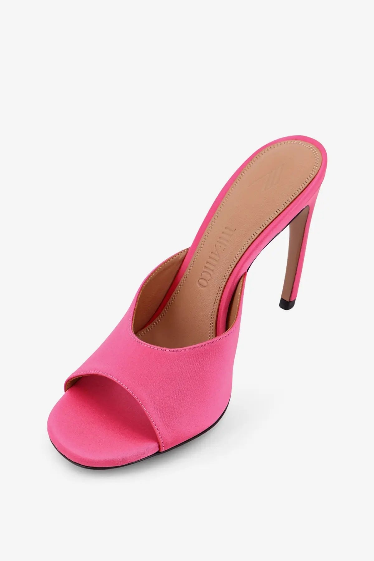 The Attico women’s Betta satin sandals pink feature a vibrant pink satin mule design with a sleek high heel and open toe