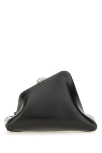 The Attico women’s clutch day off small black leather clutch with sleek angular design and silver-toned hardware