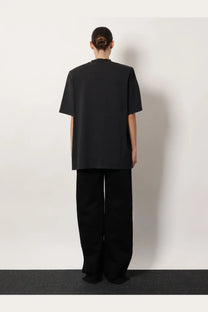 The Attico women’s black oversized short-sleeved cotton shirt with a relaxed minimalist design