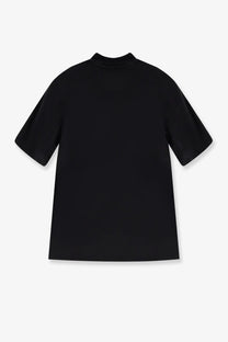 The Attico women’s black cotton shirt features a smooth fabric, short sleeves, and a crew neck design