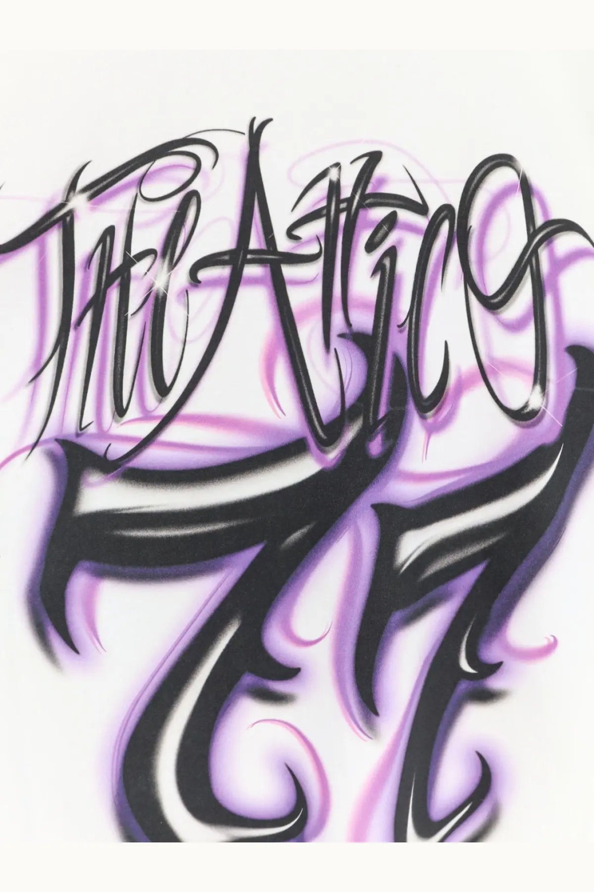 The attico women’s white cotton shirt featuring bold black and purple graffiti style lettering on the back
