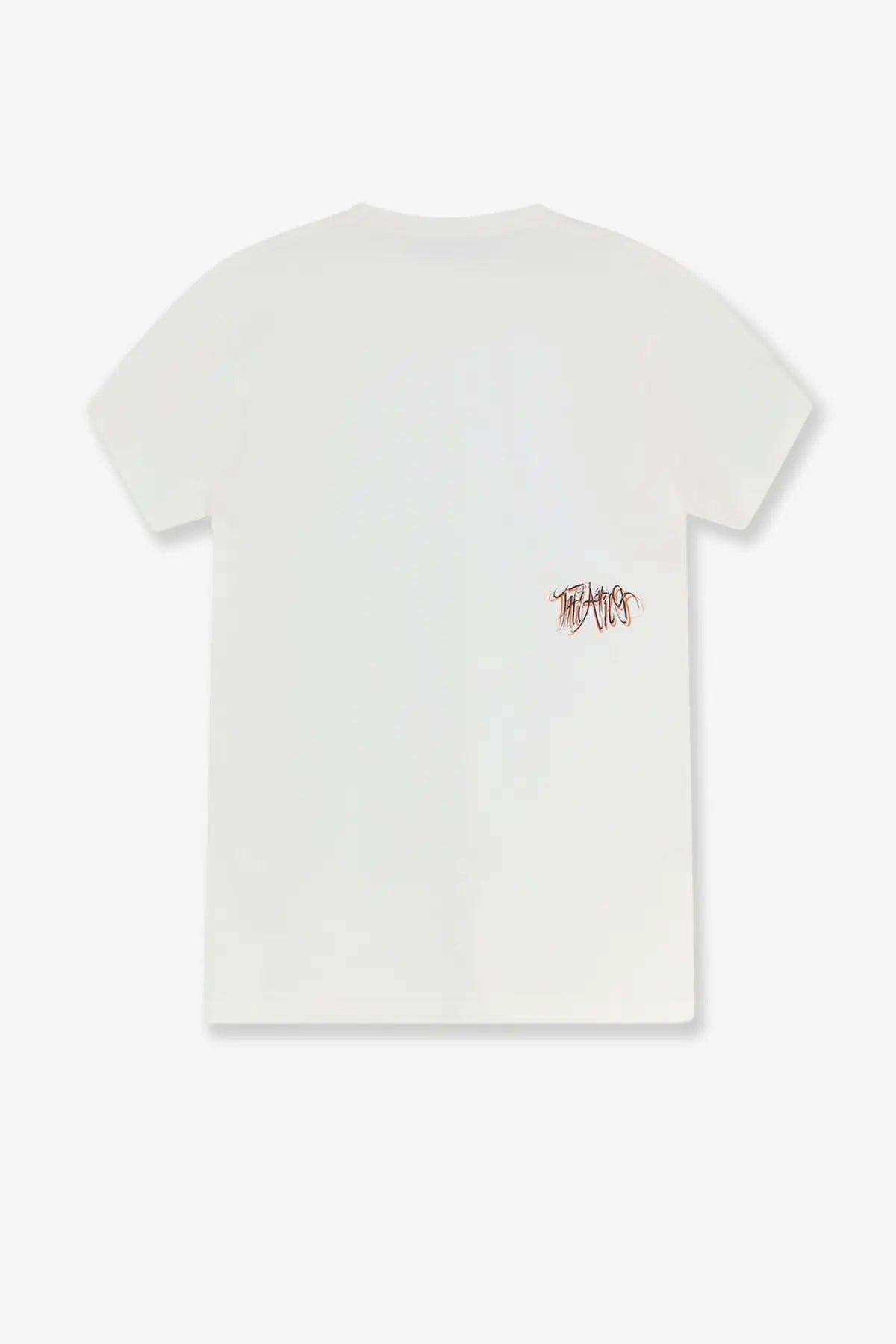 The Attico women’s white cotton t-shirt with a small red and black graffiti style logo on the left chest