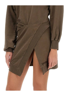The attico women’s cut out olive green wrap-style mini dress with long sleeves and side slit