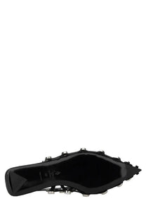 The Attico women’s dancer grid black patent leather sandal with silver-toned hardware and pointed toe