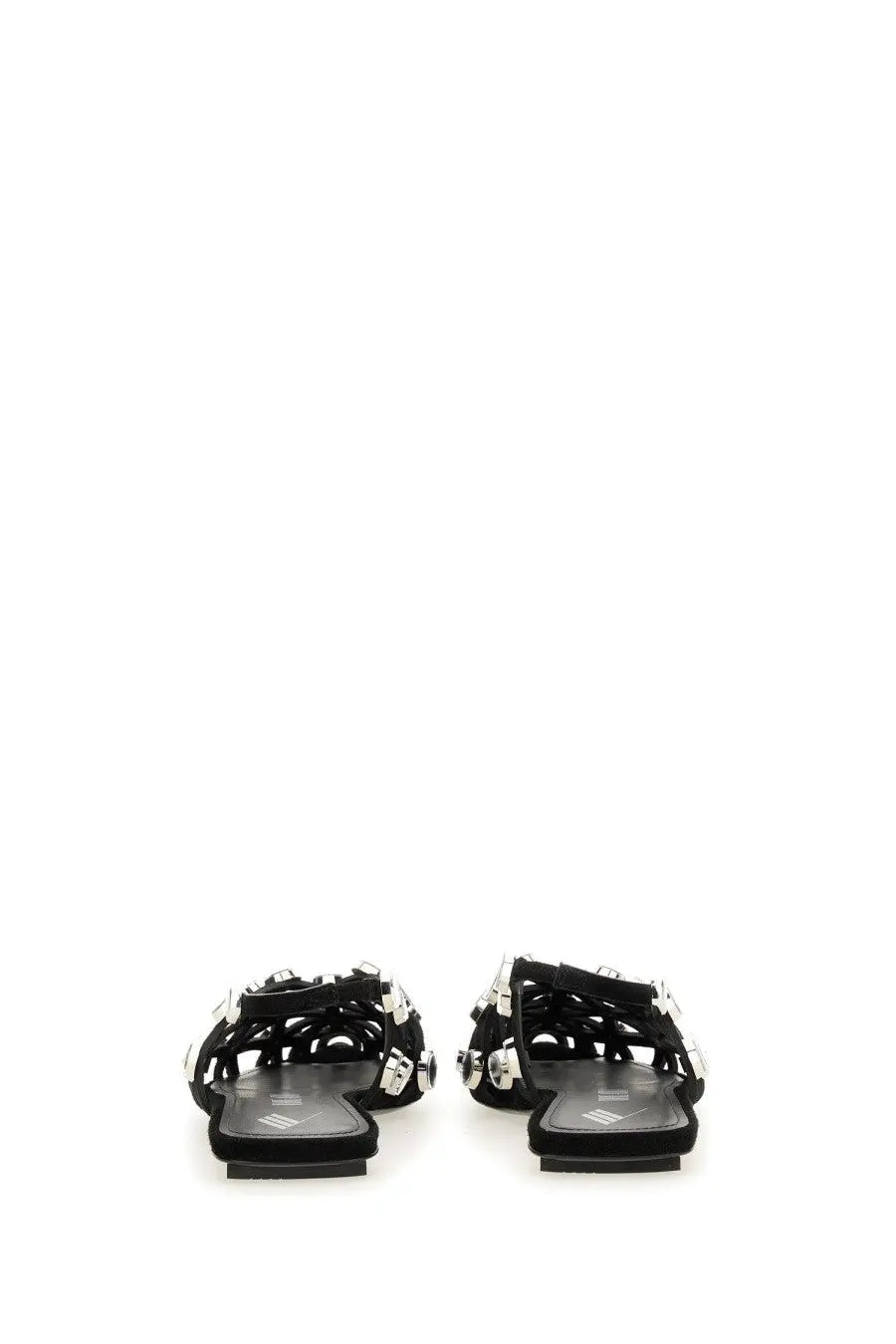 The attico womens dancer grid black suede sandals with silver toned buckle details